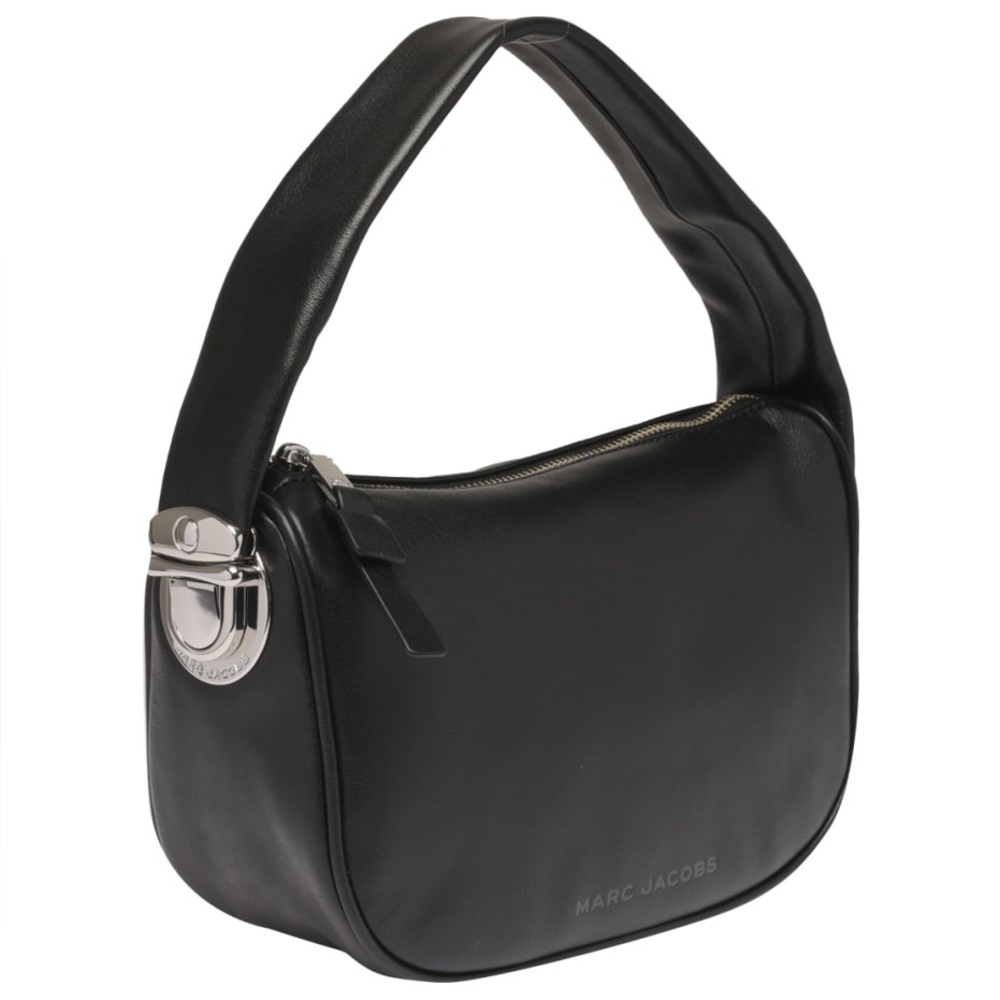 Rare Marc Jacobs Pushlock Mini Hobo Bag Black Leather Small Designer Shoulder